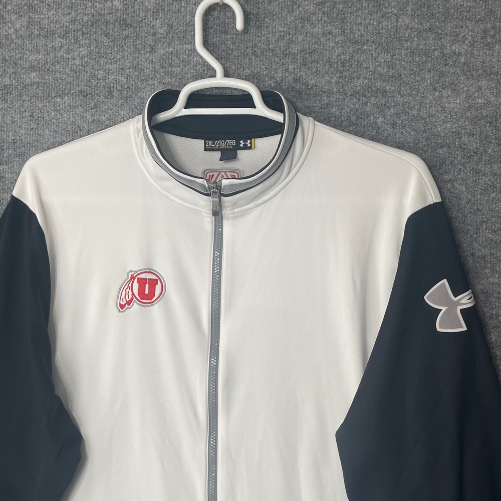 Under Armour‎ Mens Utah Utes NCAA Track Jacket White Black Full Zip 2XL Football